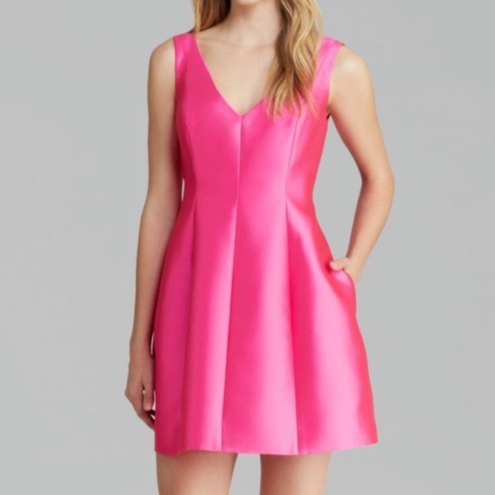 Kate Spade Structured Silk Satin Fit & Flare Cocktail Mini Dress Pink Size 6